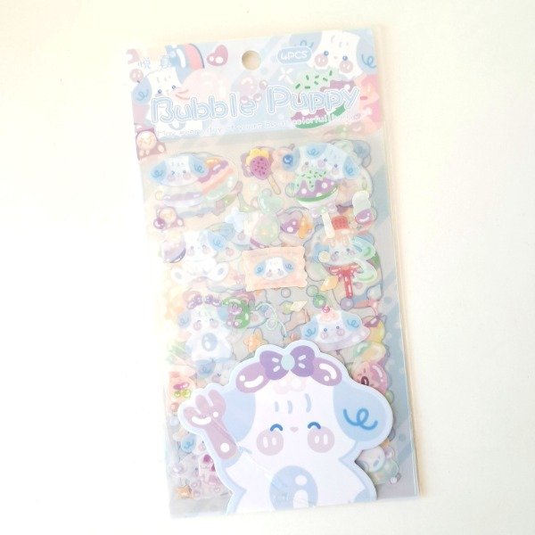 Producto - Set de 4 planchas de stickers PET - Bubble Puppy