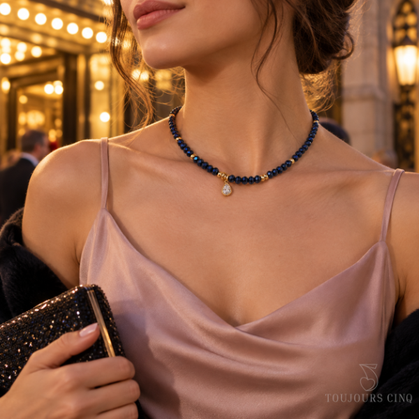 Producto - Collar Zuri Azul Oscuro con Destellos - 0