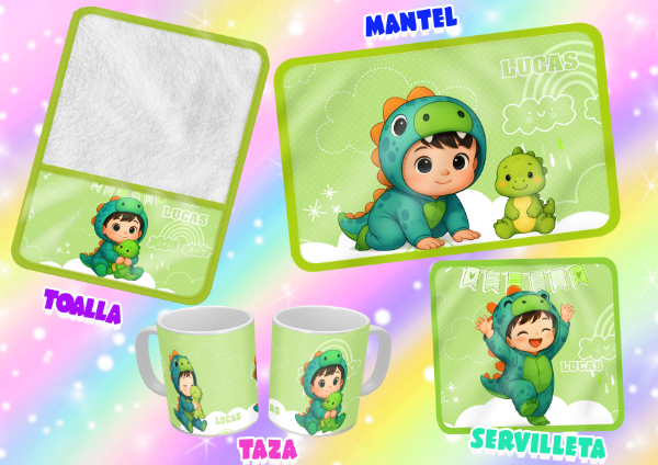 Producto - SET DE 4 ELEMENTOS NIÑO DINO