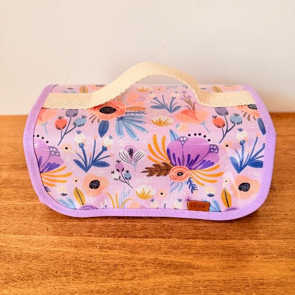 Producto - CARTUCHERA PLEGABLE Diseño Floral Violeta
