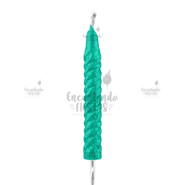 Producto - Vela Torneada Gibré Verde Agua Cumple