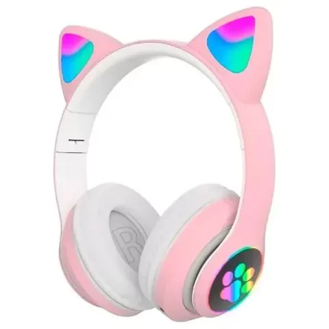 Producto - Auriculares vincha gatito huella con luz colores bt