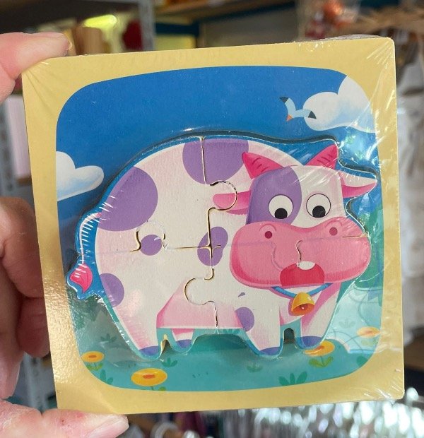 Producto - Rompe cabeza encastre de madera x4 piezas vaquita