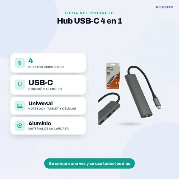 Producto - Adaptador HUB Type c a 3USB y 1TYPE c HUB KR 64550 - 2