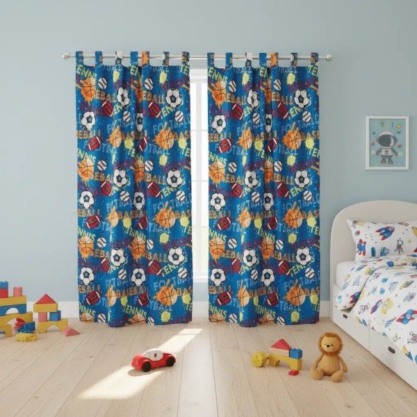 Producto - Juego de Cortinas "Pelotas" Infantil para Habitación Varón/Nene