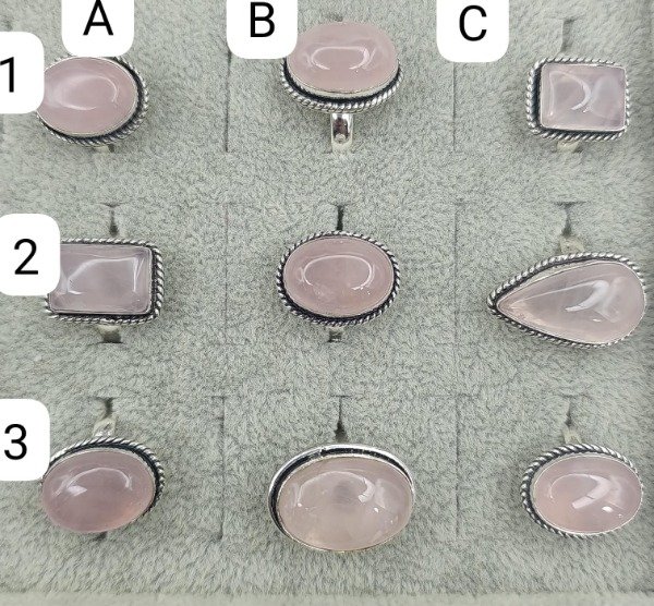 Producto - Anillo de Baño en Plata de piedra cuarzo rosa - 0