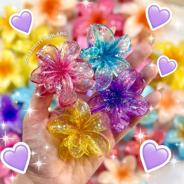 Producto - BROCHE HAWAII CON GLITTER TAMAÑO MEDIANO X 6 UNIDADES