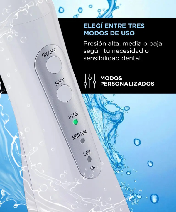 Producto - Irrigador dental de agua inalámbrico -tanque 200ml -3 niveles de presión - 1