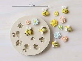 Producto - Molde de silicona abejitas y flores