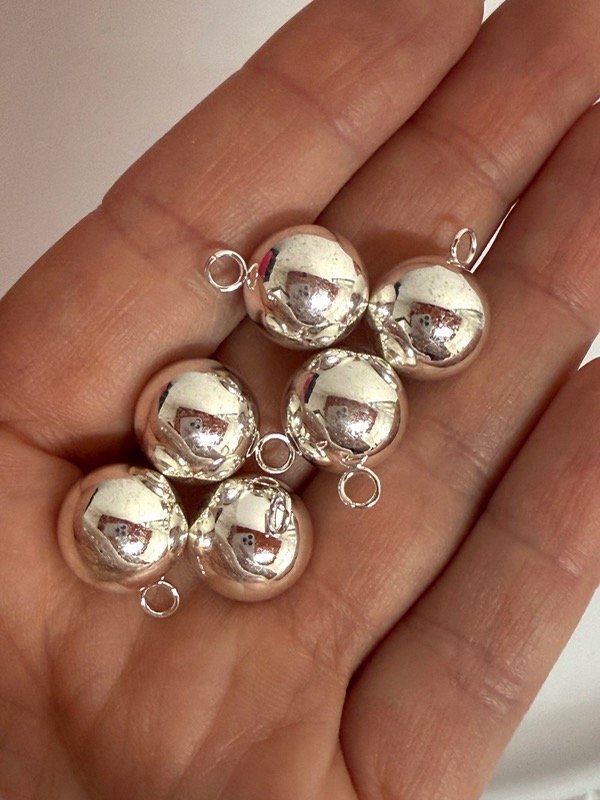 Producto - DB506 pack por 6 dije bolita 1,2 cm para armar acero blanco