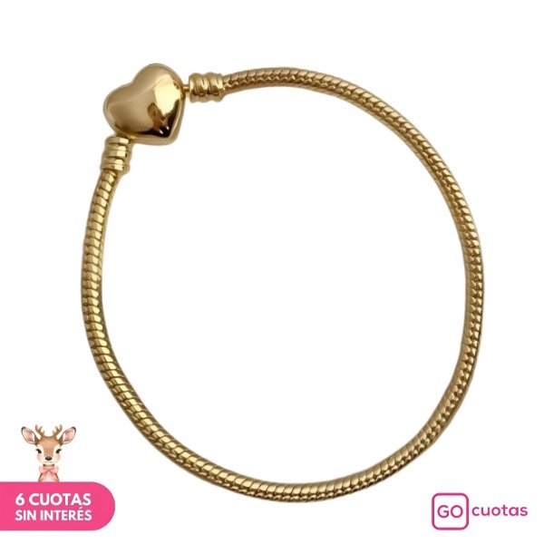 Producto - Pulsera Pandora Love Acero Gold Laminado Premium