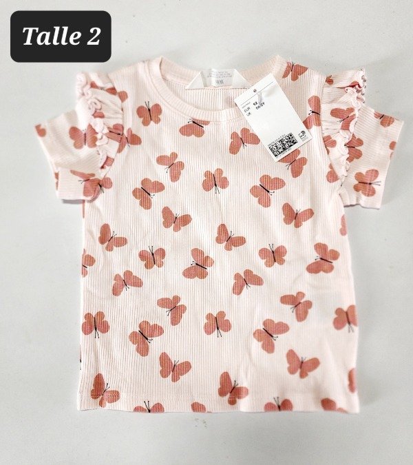 Producto - Remera manga corta HyM talle 2 morley mariposa