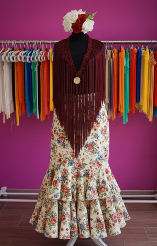 Producto - Tira De Flecos Para Escote Recta 100 Cm Bordó