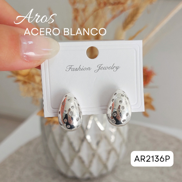 Producto - Aros pasante gota blanca m.pavé