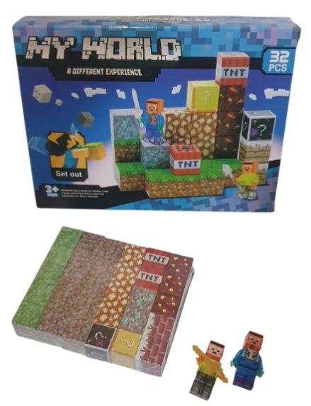 Producto - Cubos imantados x 32 piezas + 2 muñecos