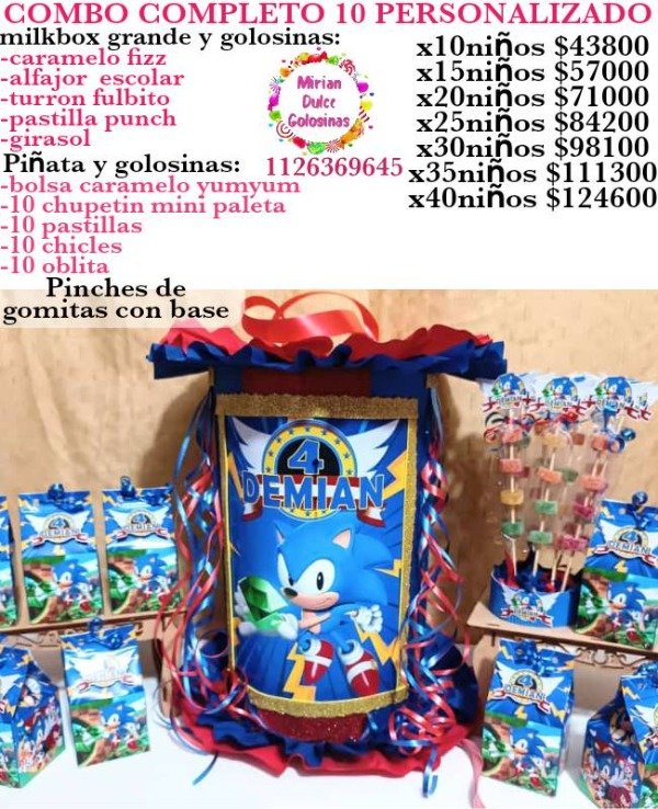 Producto - Combo cumpleaños 10 Sonic y amigos