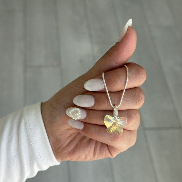 Producto - Conjunto mariposa cristal tornasol, cadena 50cm - 2