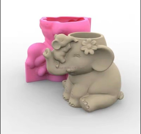 Producto - Molde Maceta Elefante con Cría 3926