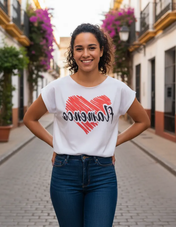 Producto - Remera Corazón Flamenco BlancoTalle M