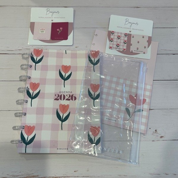 Producto - Combo agenda semanal + cartuchera + sobre + 4 señaladores imantados