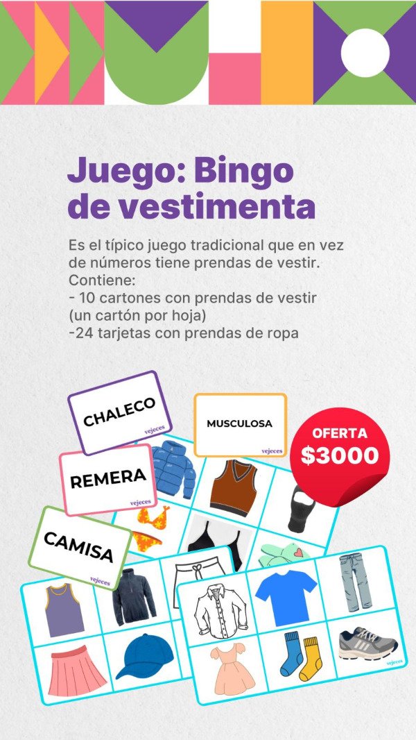 Producto - BIngo de vestimenta