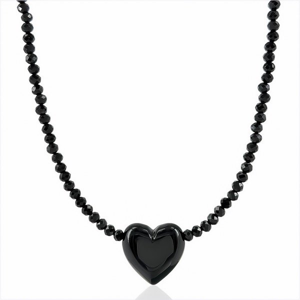 Producto - Collar de cristal checo y acero quirúrgico - 4mm - Corazón negro