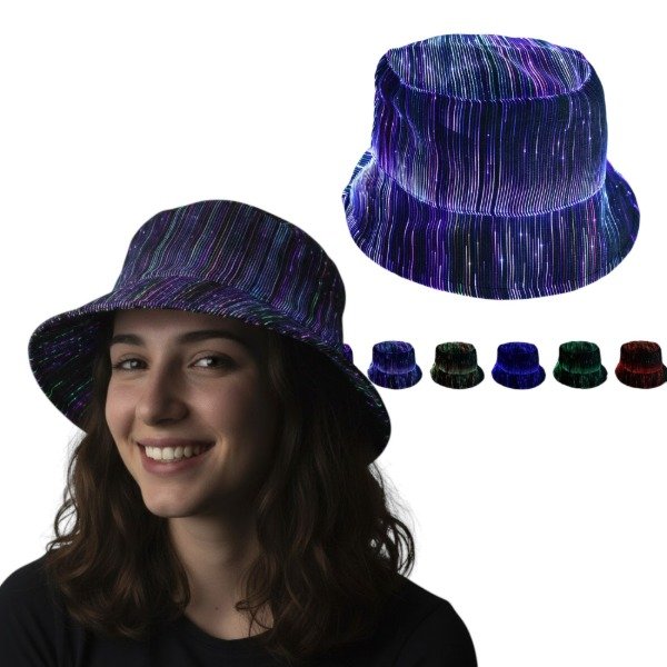 Producto - Sombrero Piluso Led Fibra Óptica Recargable USB Blanco / Negro (#)