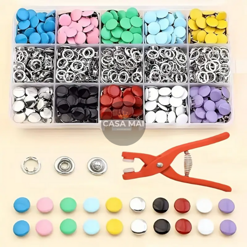 Producto - Kit 201 Broches con Alicates Acero Inoxidable Multicolor para Ropa y DIY