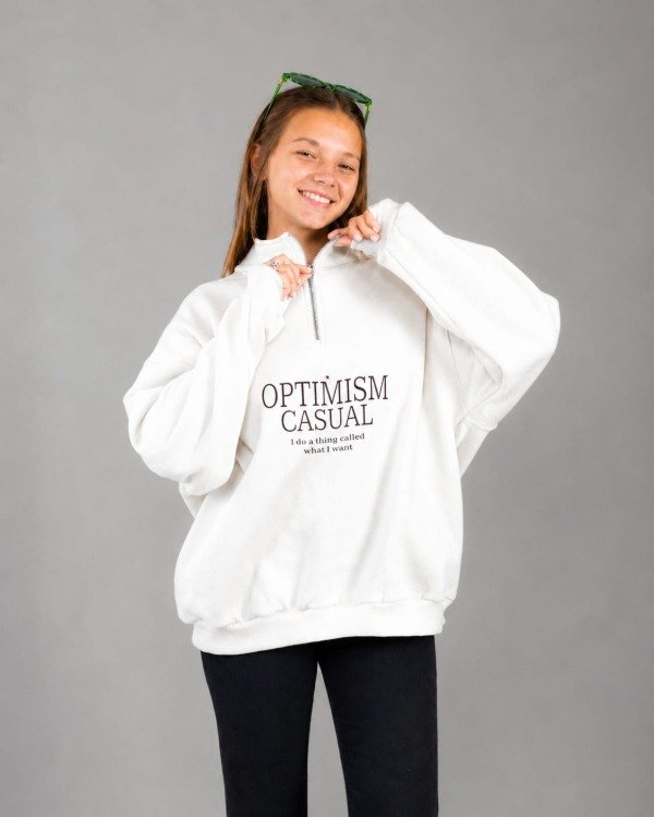 Producto - Buzo Medio Cierre "Optimism" Off White
