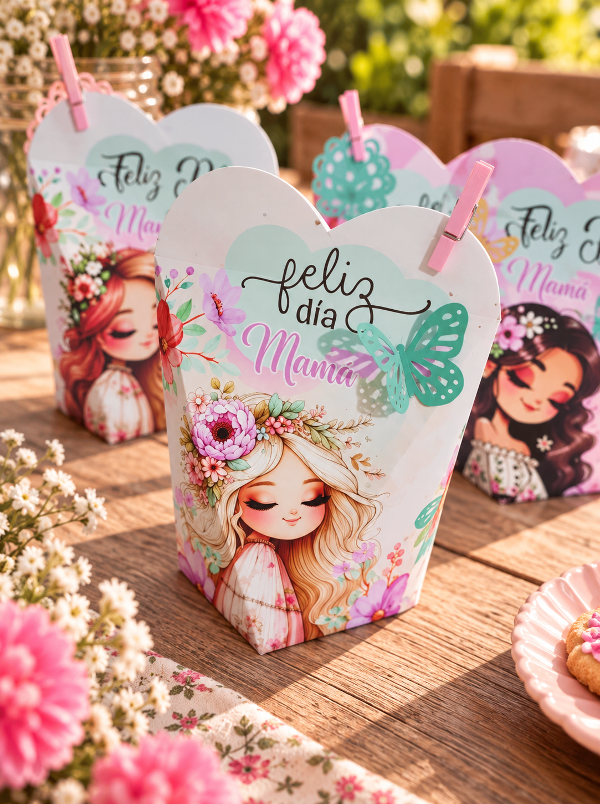 Producto - 9 Cajas Alta Corazón Mamá Floral para imprimir - 4