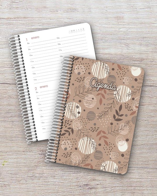 Producto - Agenda Perpetua A5 - 2 días por página - dis. organic moca