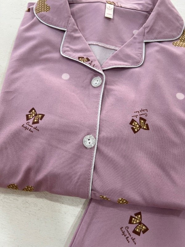 Producto - Pijama camisero moñitos lila - 2
