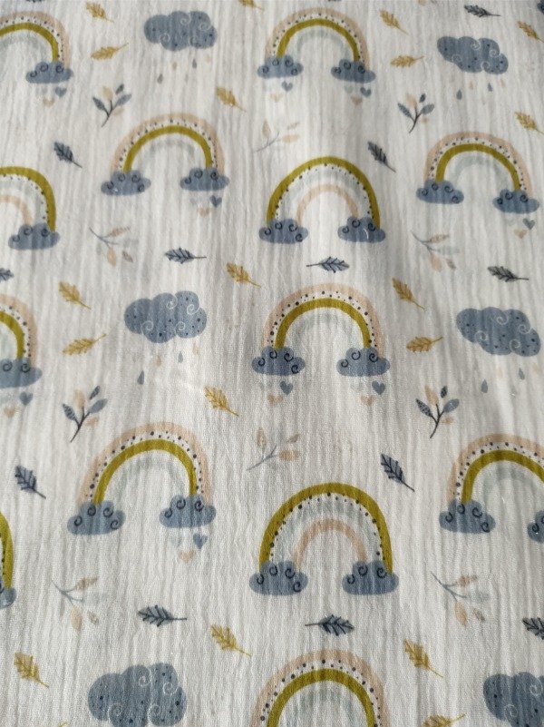 Producto - Gasa baby cotton Arcoiris y nubes
