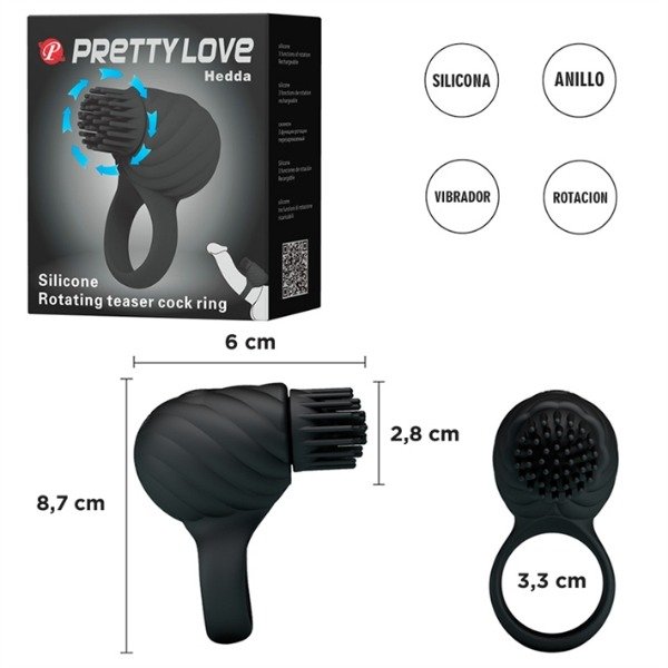 Producto - Pretty Love - Anillo vibrador con estimulador de clítoris giratorio - Carga USB