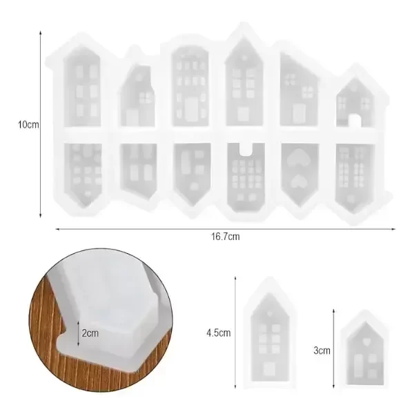 Producto - Molde silicona x12 mini casitas y edificios - 1