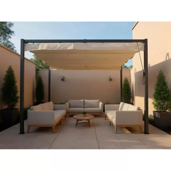 Producto - Pergola importada metalica techo corredizo 3x3mts Elegance