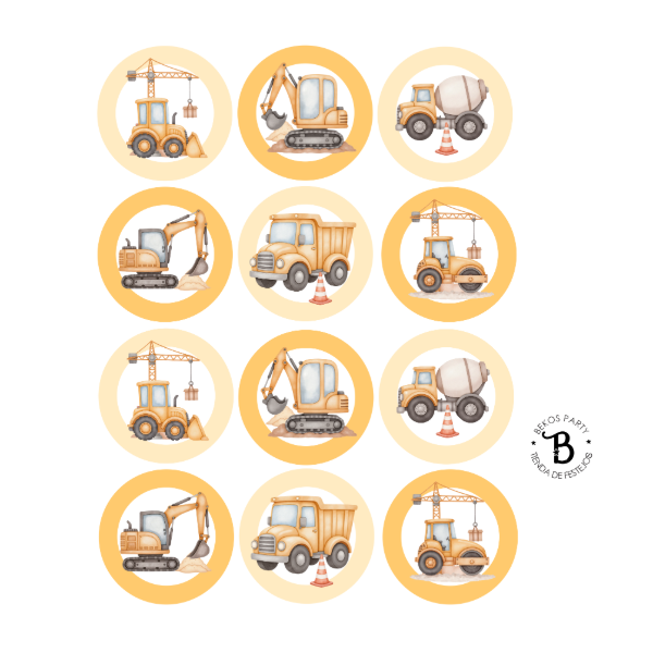 Producto - Stickers x 12 Construcción Vintage
