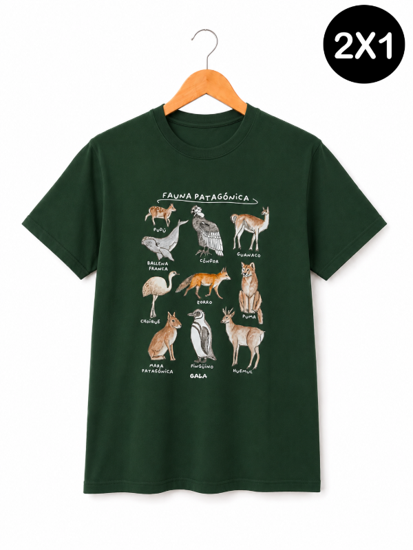 Producto - REMERA FAUNA PATAGÓNICA - VERDE INGLÉS