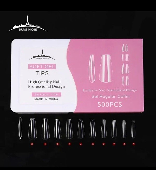 Producto - Tips soft gel París Night x 500 Caja set Regular - 5