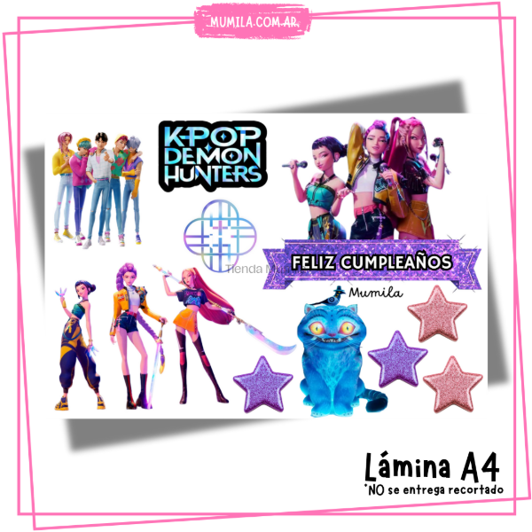 Producto - Lamina papel foto Topper K POP Demon Hunters Huntrix EN STOCK