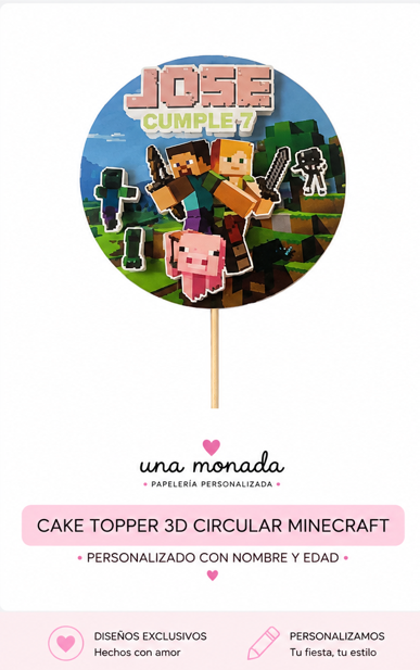 Producto - Cake Topper 3D circular Minecraft - 1