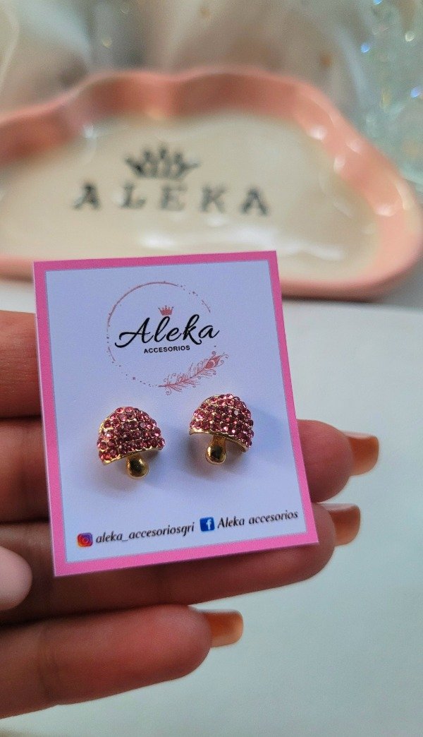 Producto - Aro honguito con strass de acero dorado