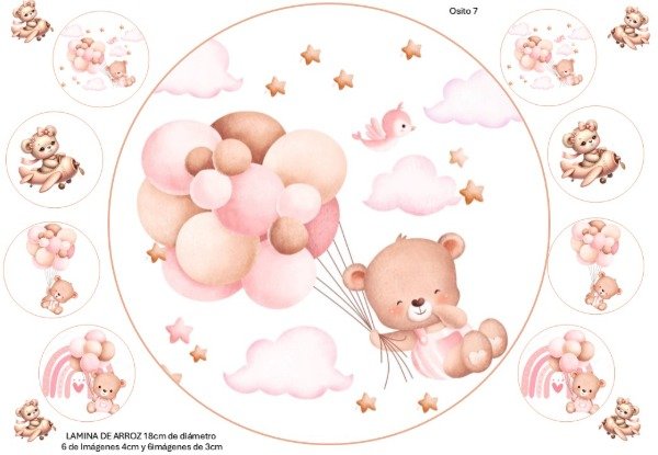 Producto - LAMINA OSITO ROSA 7 REDONDA