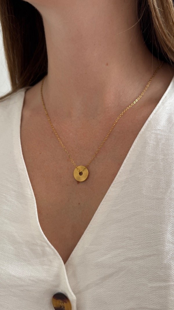 Producto - Collar circle líneas dorado