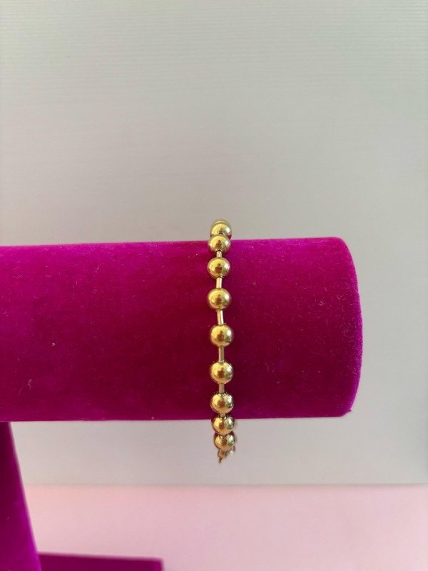 Producto - Pulsera bolitas 5Mm en acero dorado 18 cm