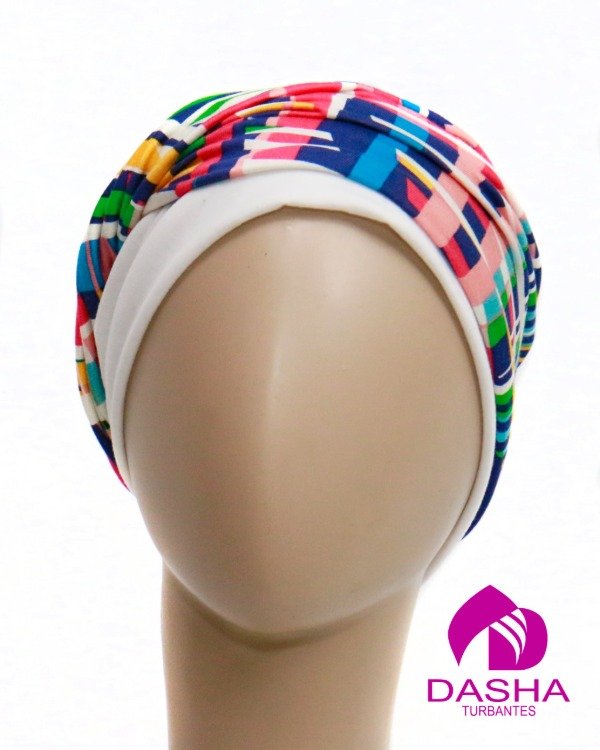 Producto - Turbante Alma blanco- multicolor