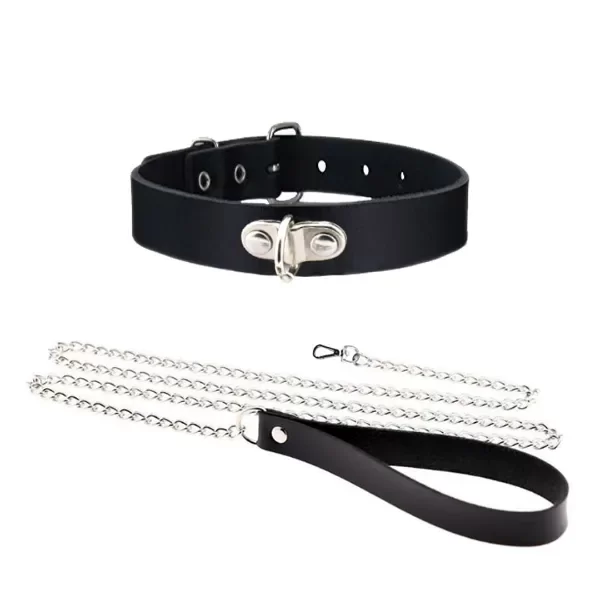 Producto - Collar de cuero vacuno con cadena