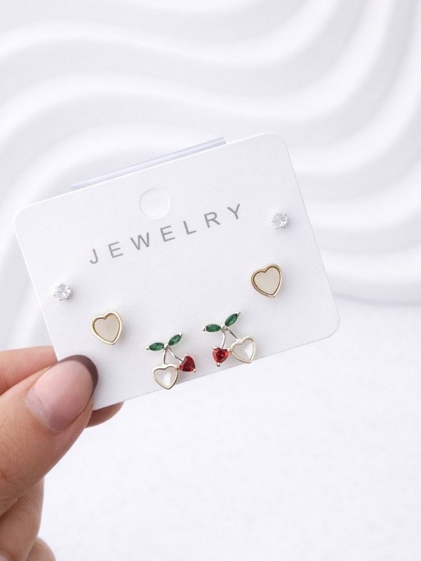 Producto - TRÍO AROS CHERRY CORAZÓN CUBIC 1726