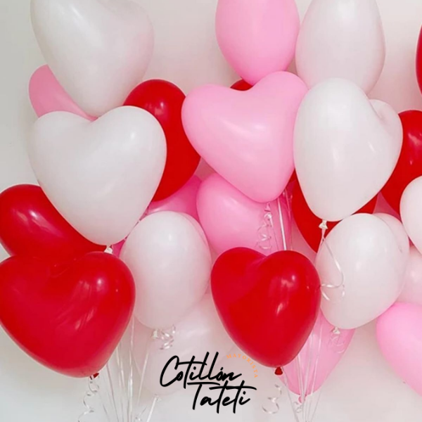 Producto - GLOBO CORAZON 15" ROJO/ROSA/BLANCO - 10 UNIDADES