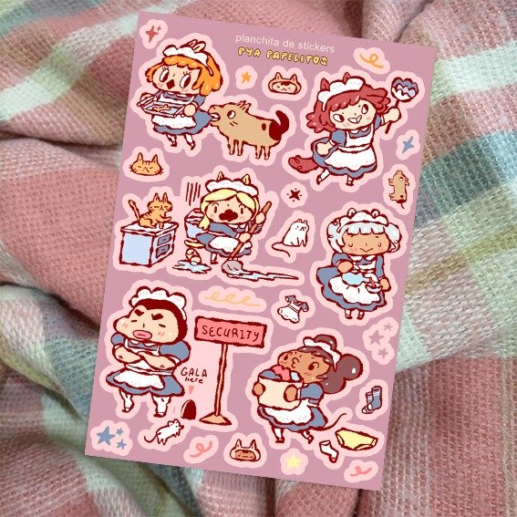 Producto - planchita de stickers "mega maids"